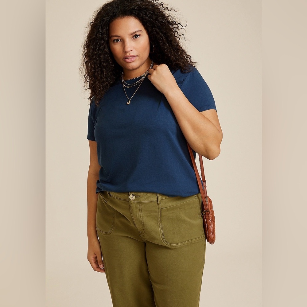 Maurices Heathered Navy Blue 24/7 Dawson Crew Neck Short Sleeve T-shirt